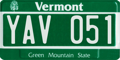 VT license plate YAV051