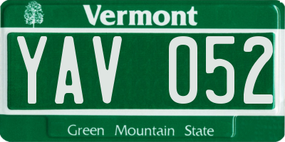 VT license plate YAV052