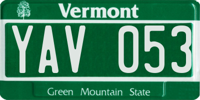 VT license plate YAV053