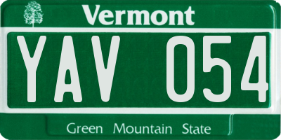 VT license plate YAV054