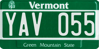 VT license plate YAV055