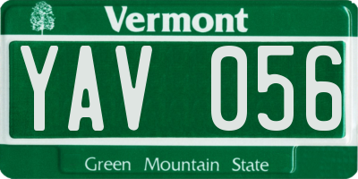 VT license plate YAV056