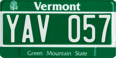 VT license plate YAV057
