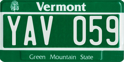 VT license plate YAV059