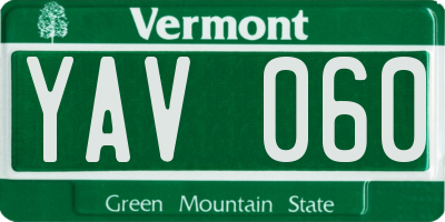 VT license plate YAV060