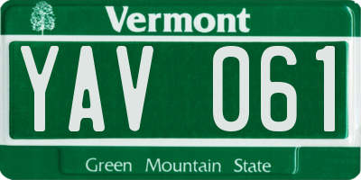 VT license plate YAV061