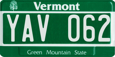VT license plate YAV062