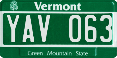VT license plate YAV063