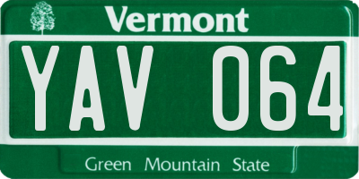 VT license plate YAV064