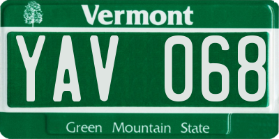 VT license plate YAV068