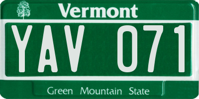 VT license plate YAV071