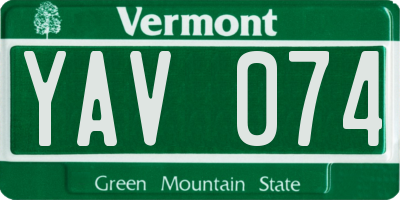 VT license plate YAV074
