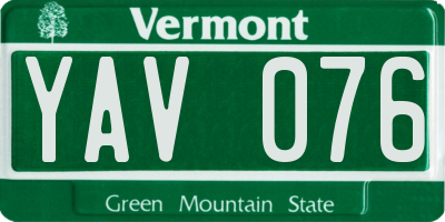 VT license plate YAV076
