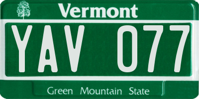 VT license plate YAV077
