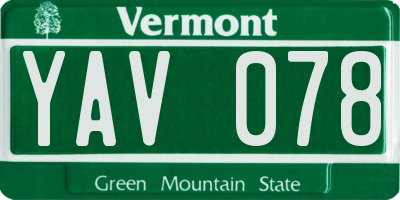 VT license plate YAV078
