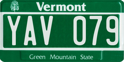 VT license plate YAV079