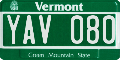 VT license plate YAV080
