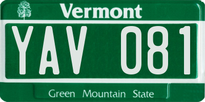 VT license plate YAV081