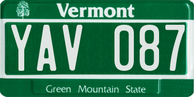 VT license plate YAV087