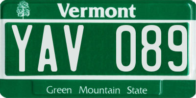 VT license plate YAV089