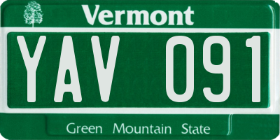 VT license plate YAV091