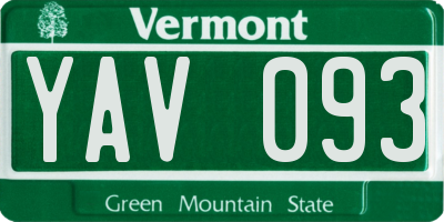 VT license plate YAV093