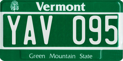 VT license plate YAV095