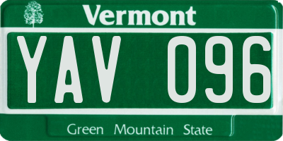 VT license plate YAV096