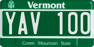 VT license plate YAV100