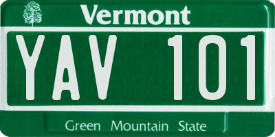 VT license plate YAV101