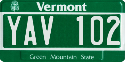 VT license plate YAV102