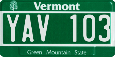 VT license plate YAV103