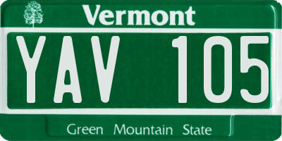 VT license plate YAV105