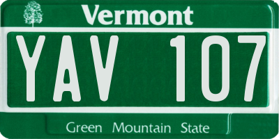 VT license plate YAV107