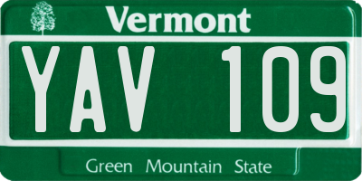 VT license plate YAV109