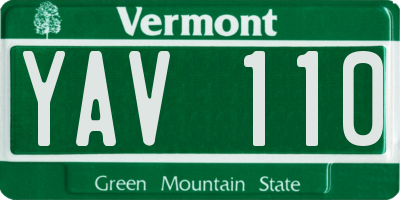 VT license plate YAV110