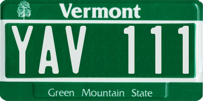 VT license plate YAV111