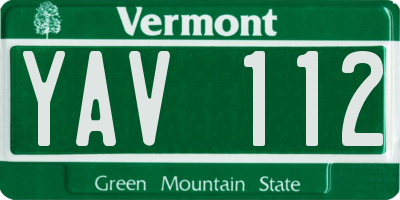 VT license plate YAV112