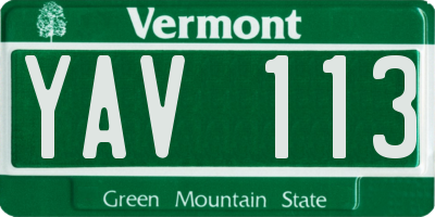 VT license plate YAV113