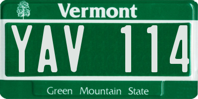 VT license plate YAV114