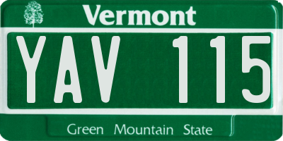 VT license plate YAV115