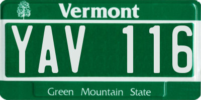 VT license plate YAV116