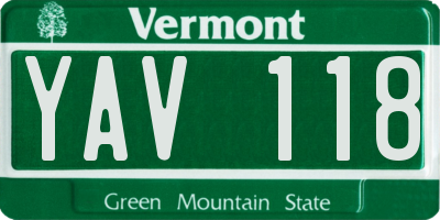 VT license plate YAV118