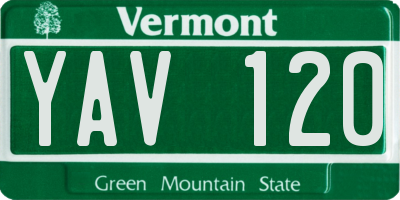 VT license plate YAV120