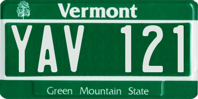 VT license plate YAV121