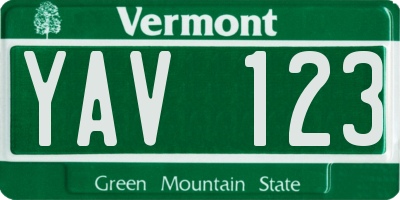 VT license plate YAV123