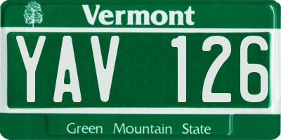 VT license plate YAV126