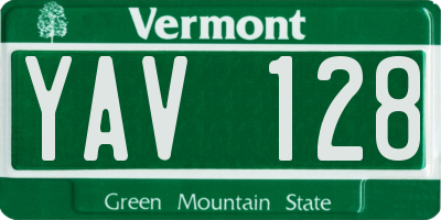 VT license plate YAV128