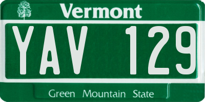 VT license plate YAV129