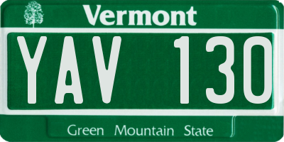 VT license plate YAV130